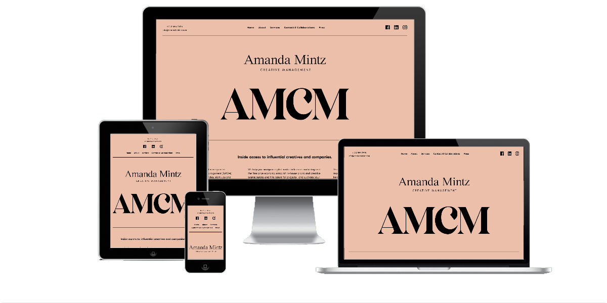 Responsive layout examples of the Amanda Mintz Creative Management website