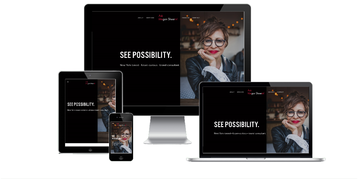 Responsive layout examples of the Megan Sheerin website