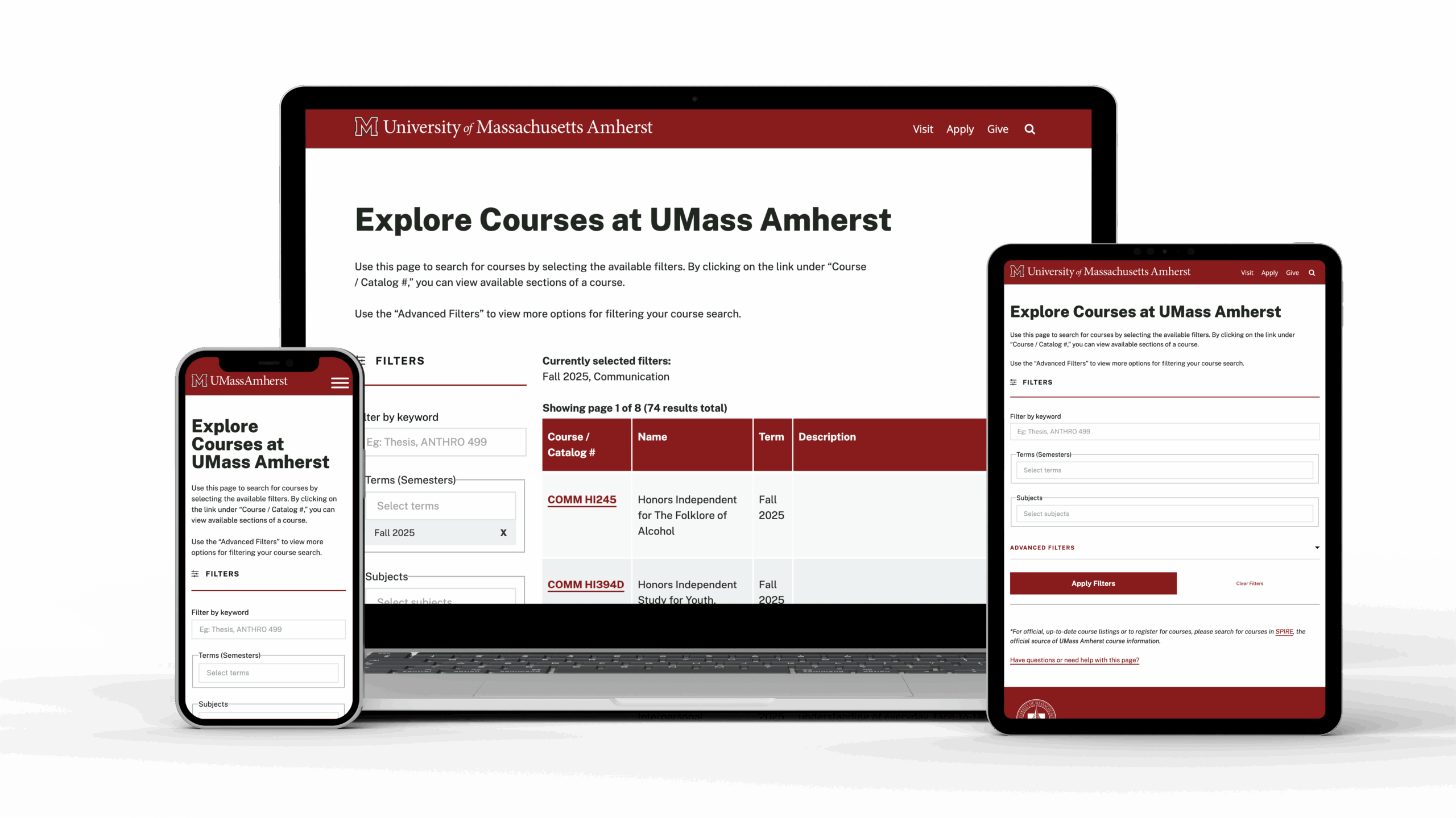 Courses Search at UMass Amherst